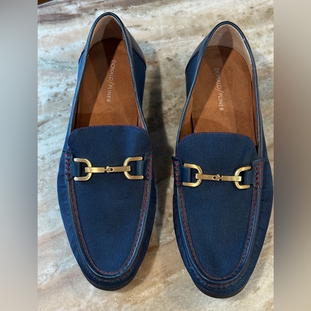 Men’s DONALD J. PLINER Niles Horsebit navy blue leather loafers- Size 12